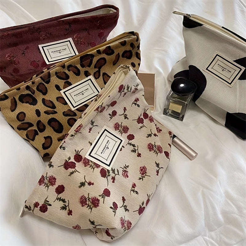 Vintage Flower Makeup Bag Large Capacity Travel Toiletry Organizer