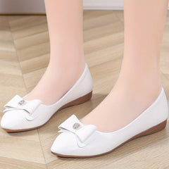 Women's Bowknot Point Toe Flat Shoes Lightweight Faux Leather Shoes