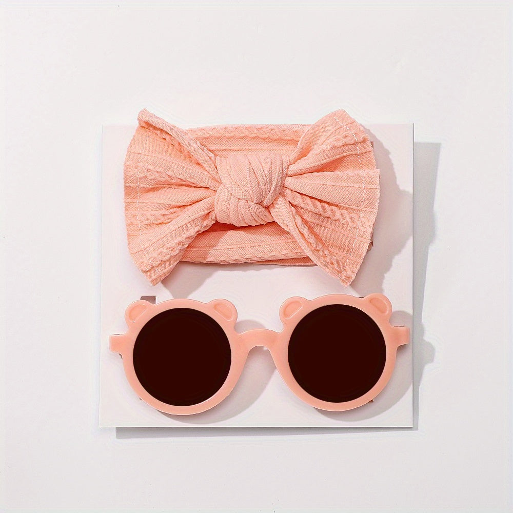 2pcs Set Newborn Baby Headband and Sunglasses Hair Accessories