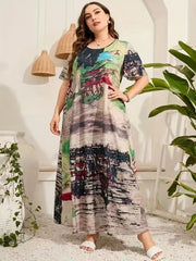  Landscape Print Maxi Dress