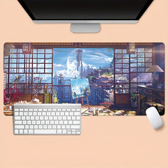 Landscape Painting Oversized Mouse Pad Retro Art Table Pad