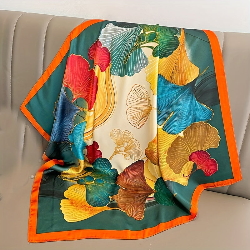 Ginkgo Leaf Flower Bandana Silk Scarf Casual Shawl Wrap Head Wrap