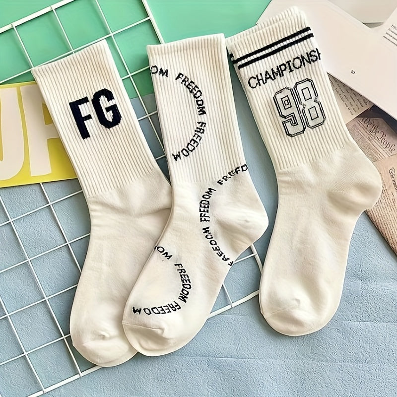 6 Pairs Letter Print Ribbed Socks for Women