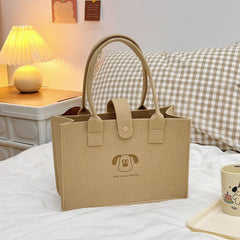 Animal Pattern Tote Bag Felt Handbag Women's Shoulder Bag Work School