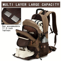 Large Hiking Backpack with Shoe Compartment & Laptop Sleeve