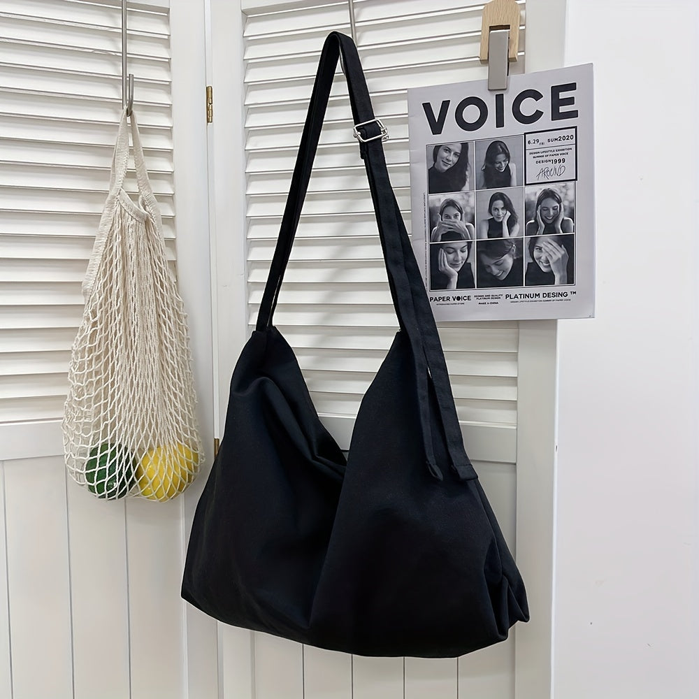 Large Capacity Hobo Shoulder Bag Solid Crossbody Bag