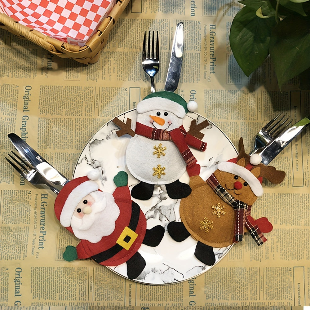 6pcs Santa Claus Cutlery Holder Pouch Xmas Silverware Organizers