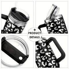 40oz Car Tumbler w/ Handle & Straw Lid Stainless Steel Vacuum Insulated Cup