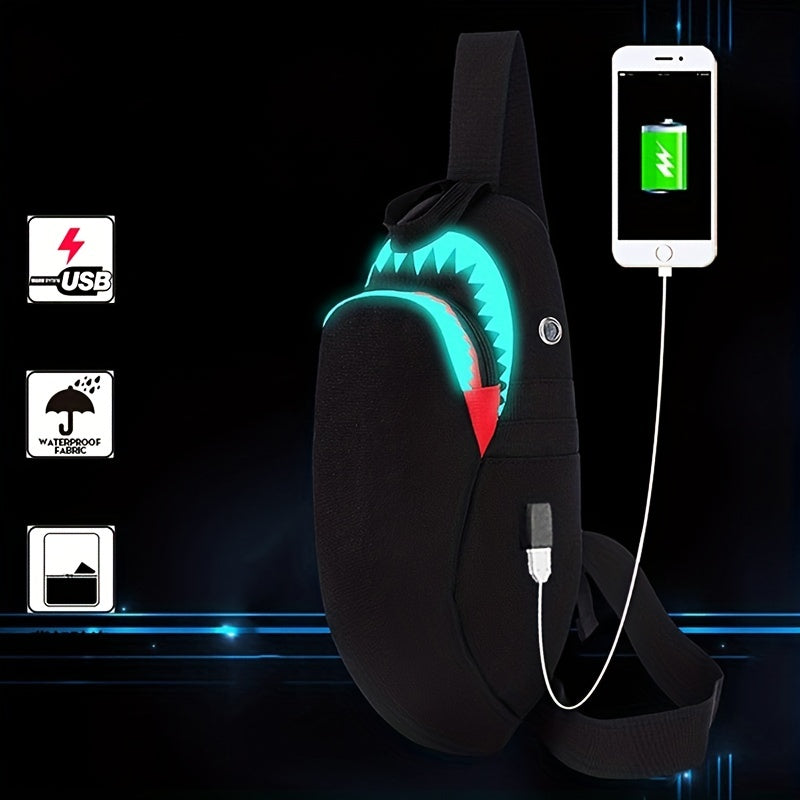 Shark Reflective Fanny Pack Waterproof Waist Bag With USB Charging Port
