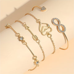 4 Pcs Boho Style Bangle Bracelets Set, Dainty Hand Jewelry Decor