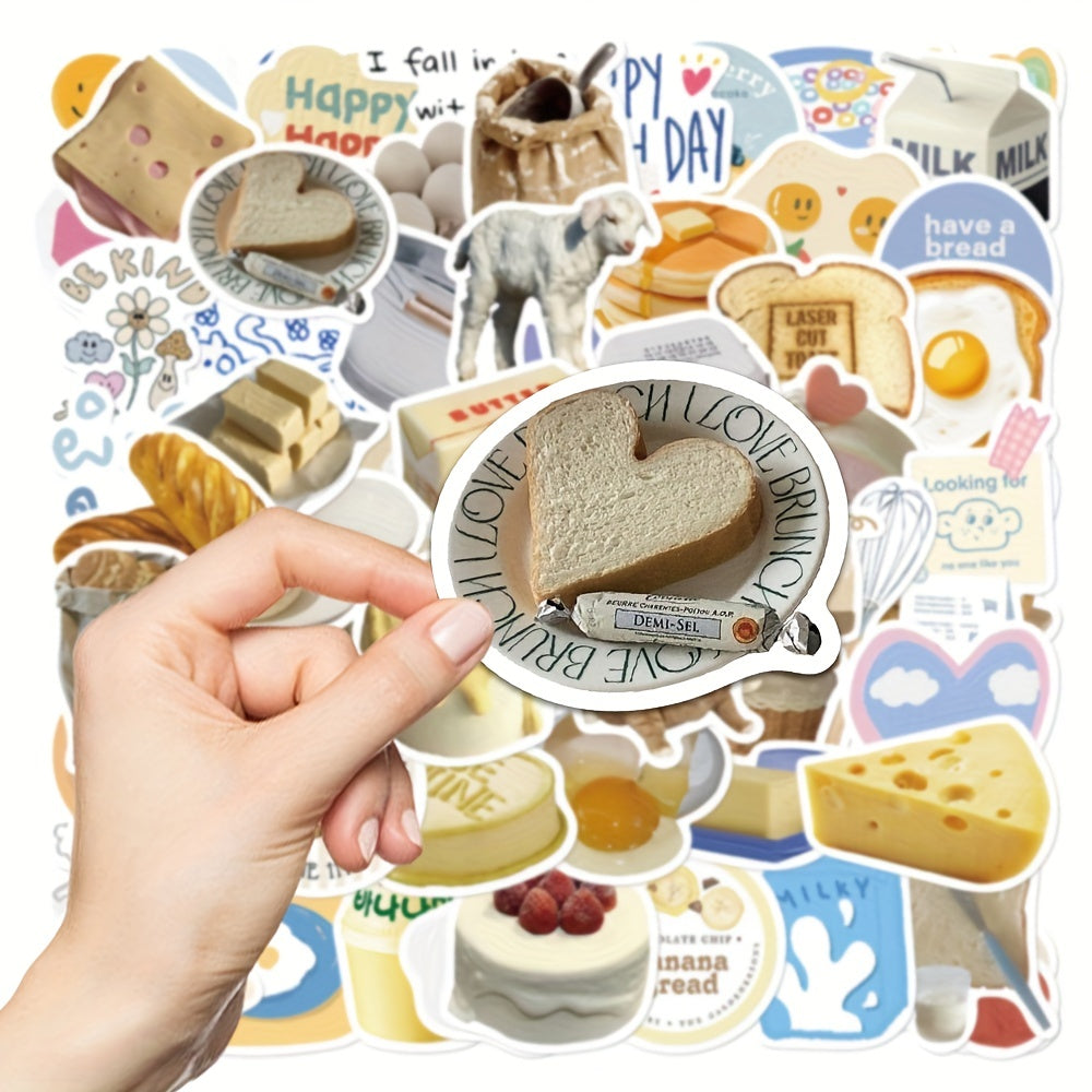 63pcs Butter Bread Stickers for Phone Laptop Waterproof Stickers