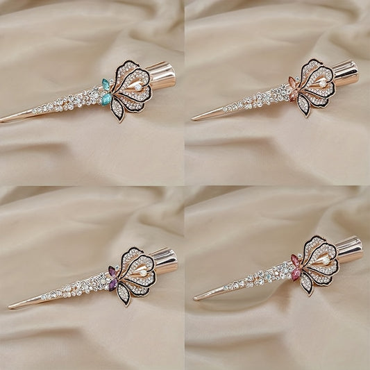 Vintage Rhinestone Flower Hair Clip for Women Girls