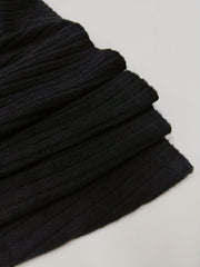  Solid Ribbed Knit Lantern Sleeve Pullover Jumper