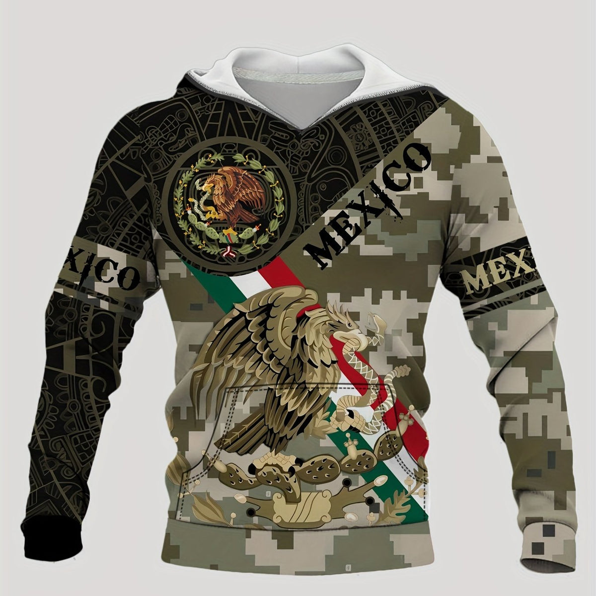 Men's Eagle Pattern Hooded Sweatshirt Street Style Sports Hoodie