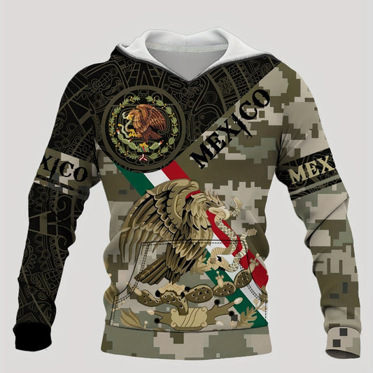 Men's Eagle Pattern Hooded Sweatshirt Street Style Sports Hoodie