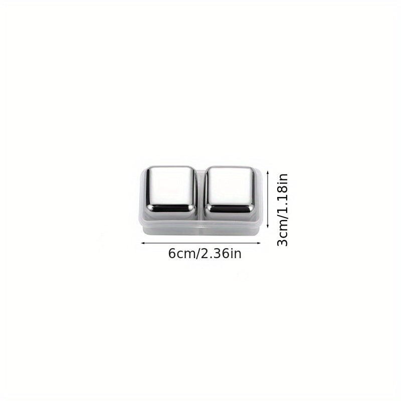 3pcs Stainless Steel Ice Cube Reusable Chilling Whiskey Stones