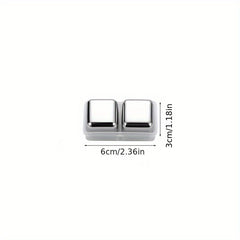 3pcs Stainless Steel Ice Cube Reusable Chilling Whiskey Stones
