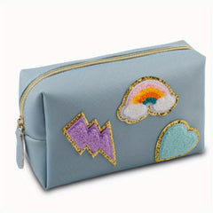 Lightning Cloud Heart Patch Cosmetic Pouch Makeup Bag Travel Zipper Pouch