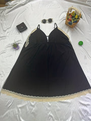  Nightdress Lace Trim Mini Cami Sleep Dress