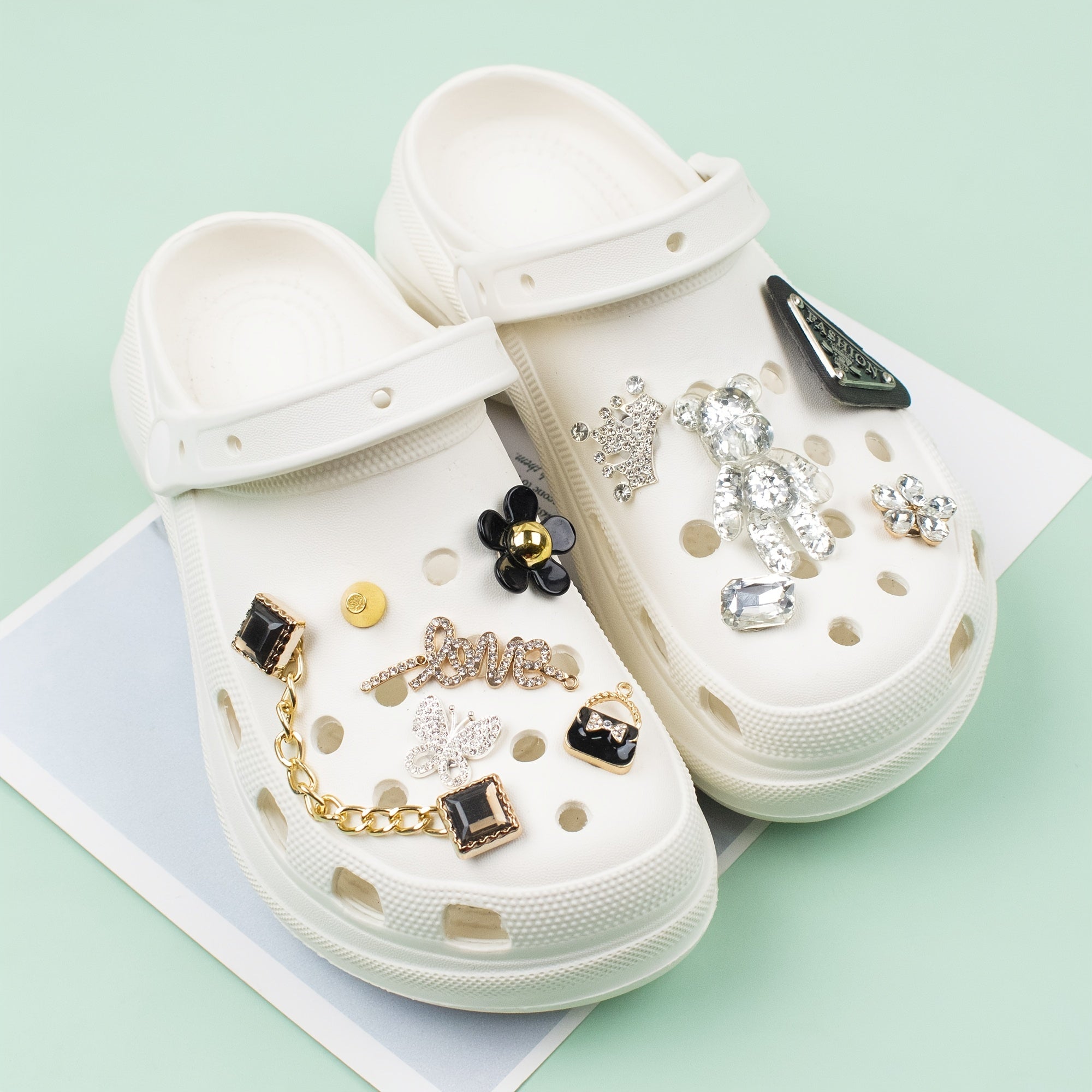 11 Pcs Bling Punk Goth Shoe Charms For Clog Slippers Party Favor