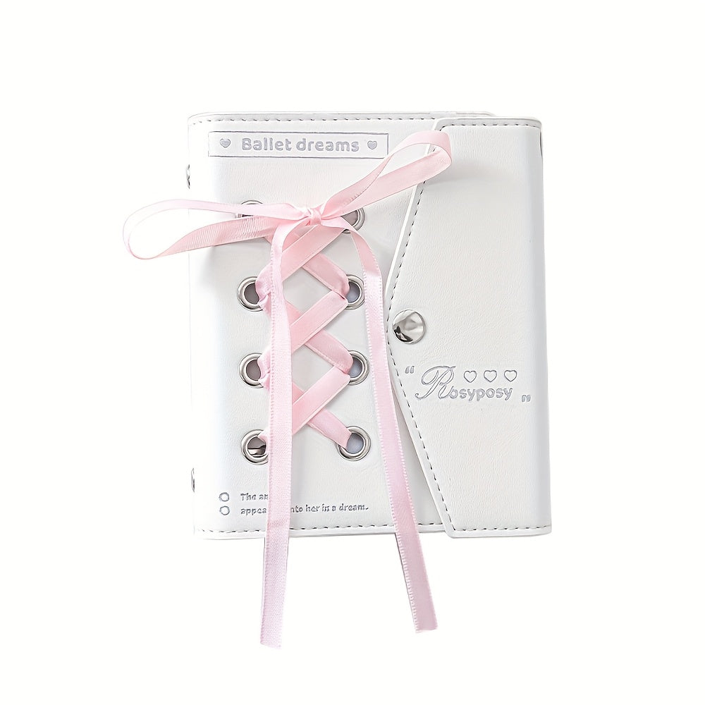 Stylish Ribbon Notebook Envelope Diary Display Window Laced Detail Journal