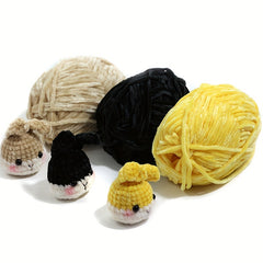 3pcs 100 Polyester Hand-knitted Fancy Canary Chenille Yarn