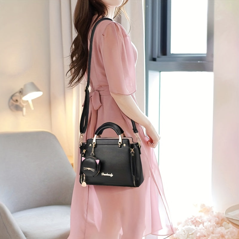 Personality PU Leather Handbag Waterproof Solid Crossbody Bag With Coin Purses