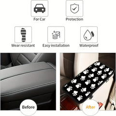 Dog Paw Print Armrest Box Pad Auto Center Console Armrest Protector Cover