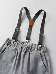 Boys Handsome Shirt & Bib Pants Set with Bow Tie