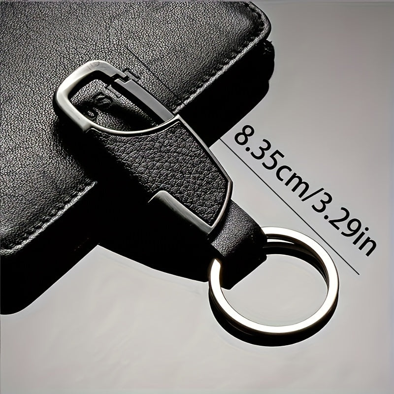 Men's Leather Keychain Metal Car Key Pendant
