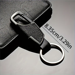 Men's Leather Keychain Metal Car Key Pendant
