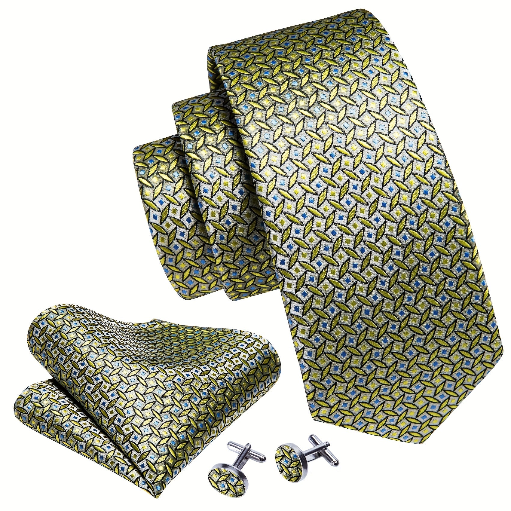 Men's Tie, Handkerchief, Cufflinks Set for Wedding Party