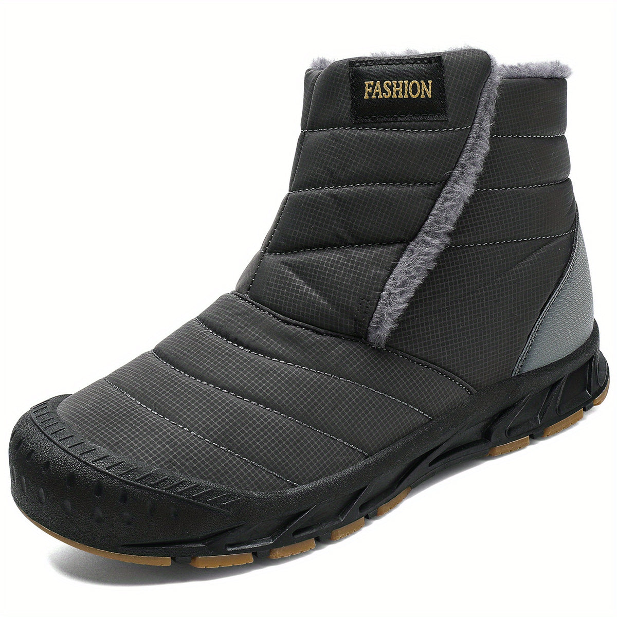 Men's Winter Snow Boots Slip On Outdoor Water Resistant Boot Warm Faux Fur Lined