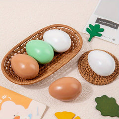 Wooden Simulated Three Eggs Solid Wood Duck Egg Hand Painted Graffiti Easter Egg