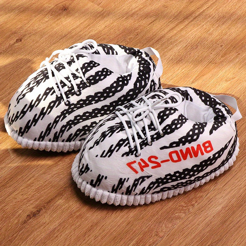 Men's Abstract Graphic Lace Up Cozy House Slippers