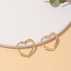 14K Plated Heart Hoop Huggie Earrings Classic Minimalist Women Girls Gift