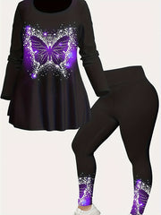  Glitter Butterfly High Rise Skinny Leggings