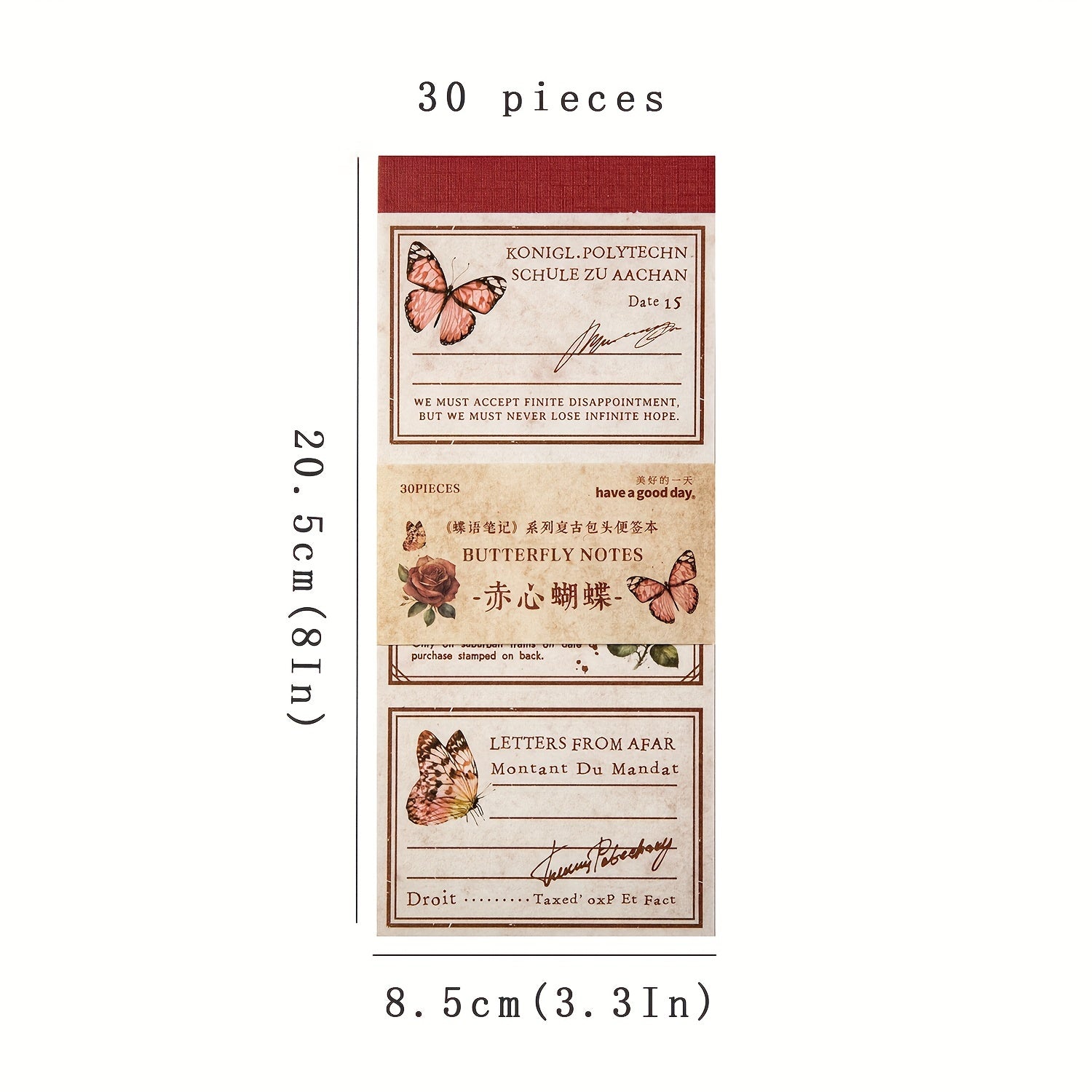 30pcs Butterfly Collage Memo Pad Retro Diary Decorate Paper