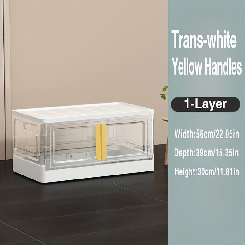 1pc Stackable Plastic Storage Bins With Wheels Folding Box