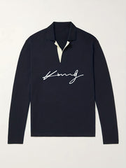Men's Letter Pattern Knit Polo Shirt