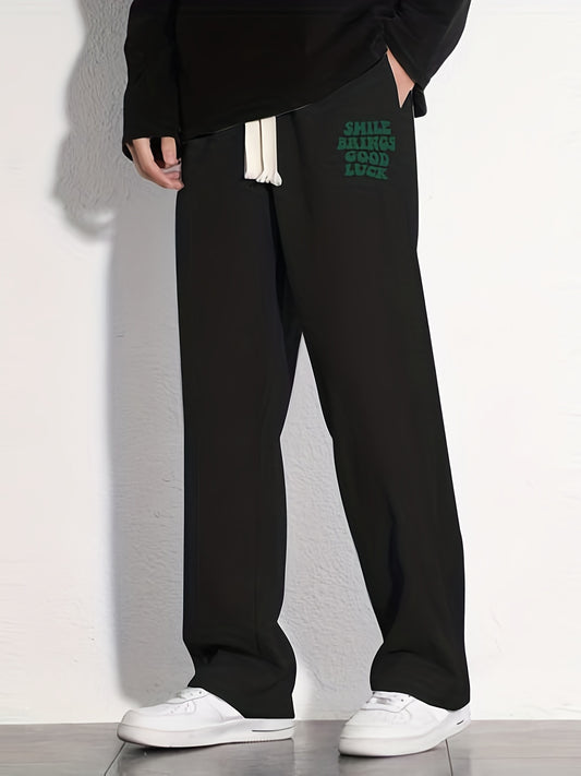 Cartoon Letter Print Joggers Men's Casual Loose Fit Pants