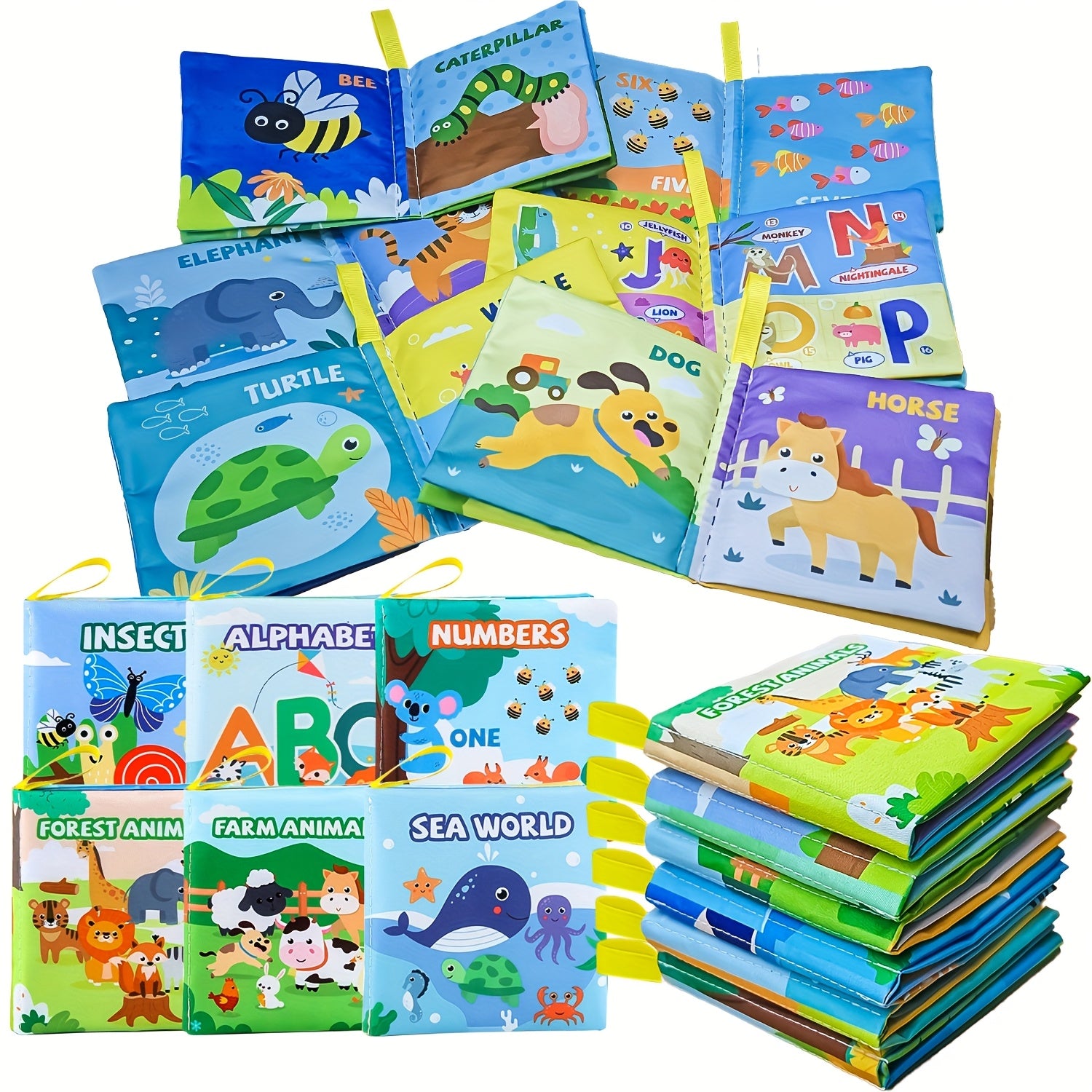 WEIFF Soft Cloth Baby Book Toy Colorful Animal & Alphabet Bath Book