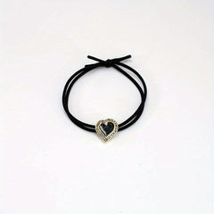 Heart Rhinestone Hair Tie Four Clover Hair Rope