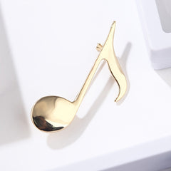 Golden Music Note Brooch Unisex Scarf Pin Jewelry