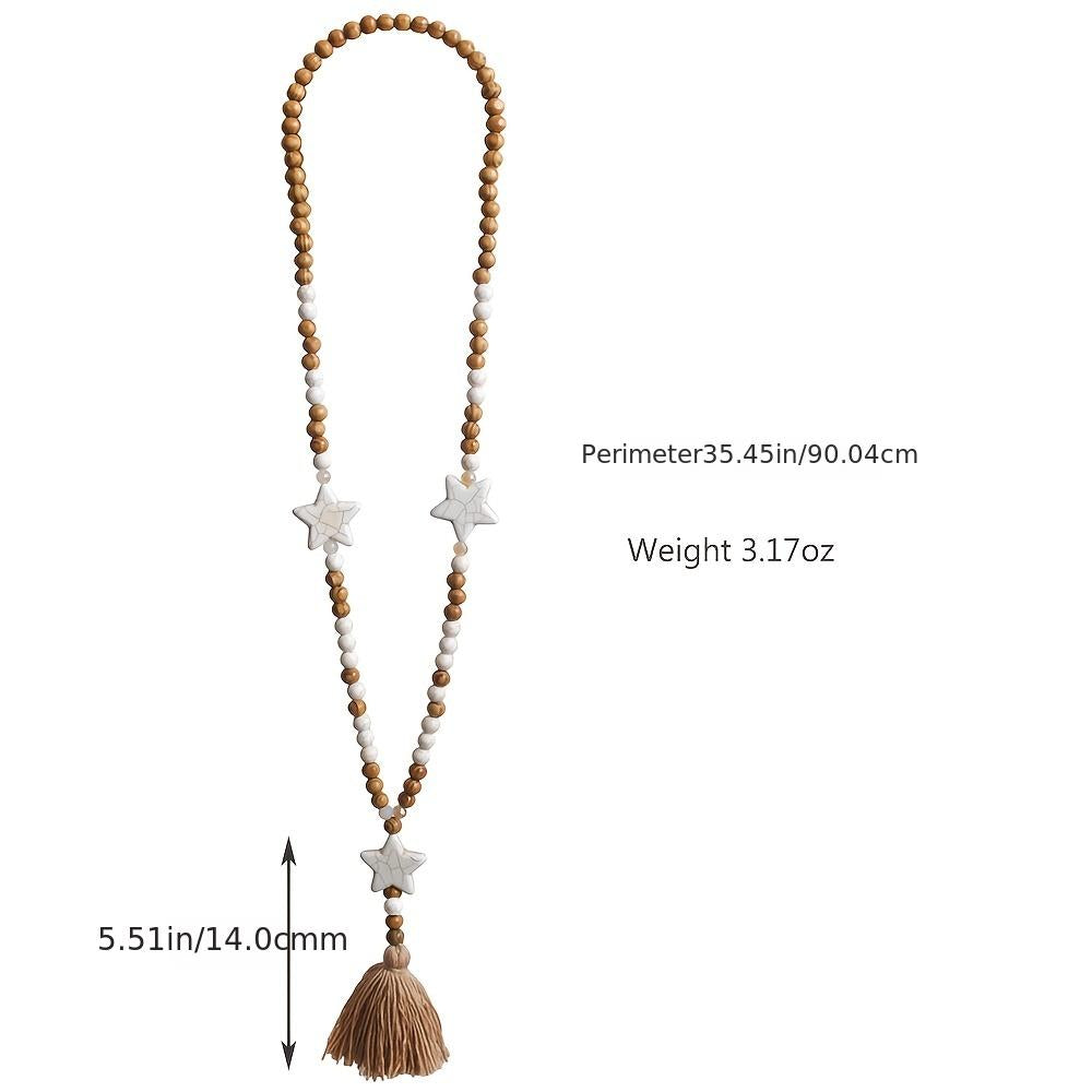 Tassel Bead Long Necklace Star Pendant Women's Accessories