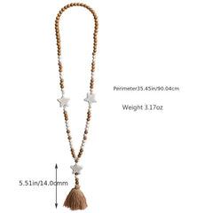 Tassel Bead Long Necklace Star Pendant Women's Accessories
