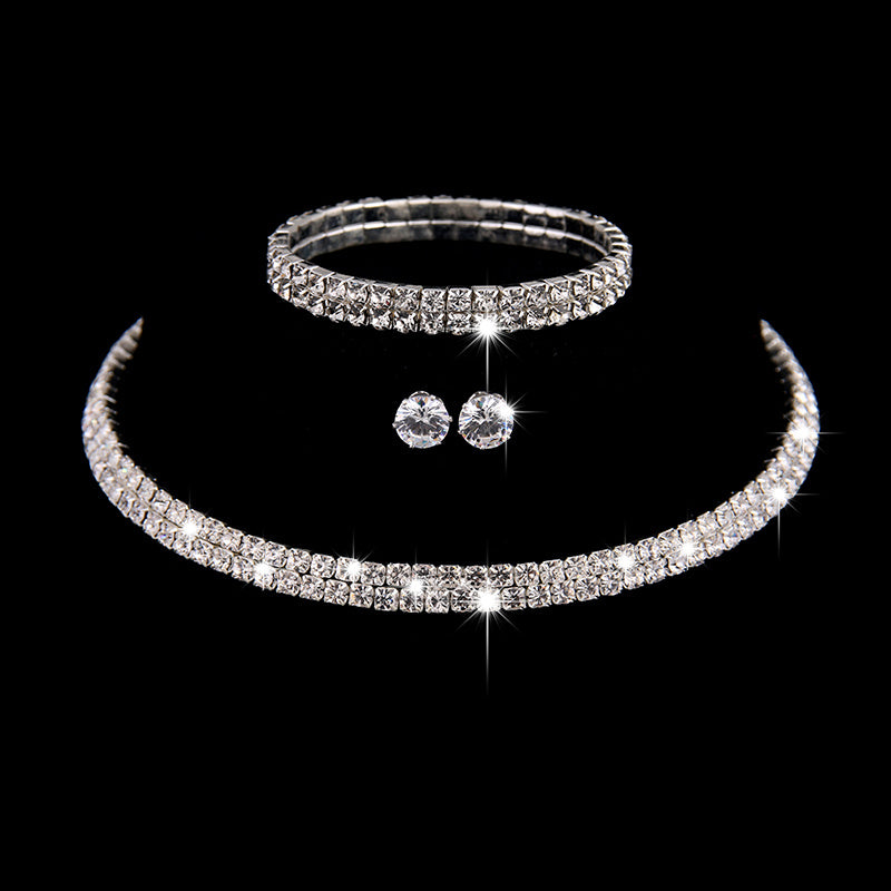 Zircon Bridal Jewelry Set: Necklace, Earrings, Bracelet