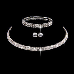Zircon Bridal Jewelry Set: Necklace, Earrings, Bracelet