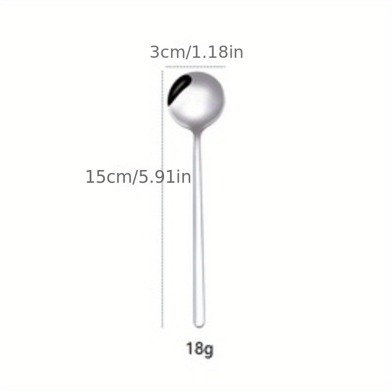 6 Stainless Steel Long Handle Coffee Spoon Set