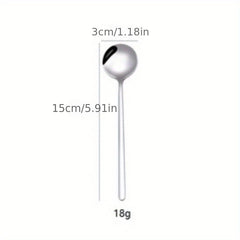 6 Stainless Steel Long Handle Coffee Spoon Set